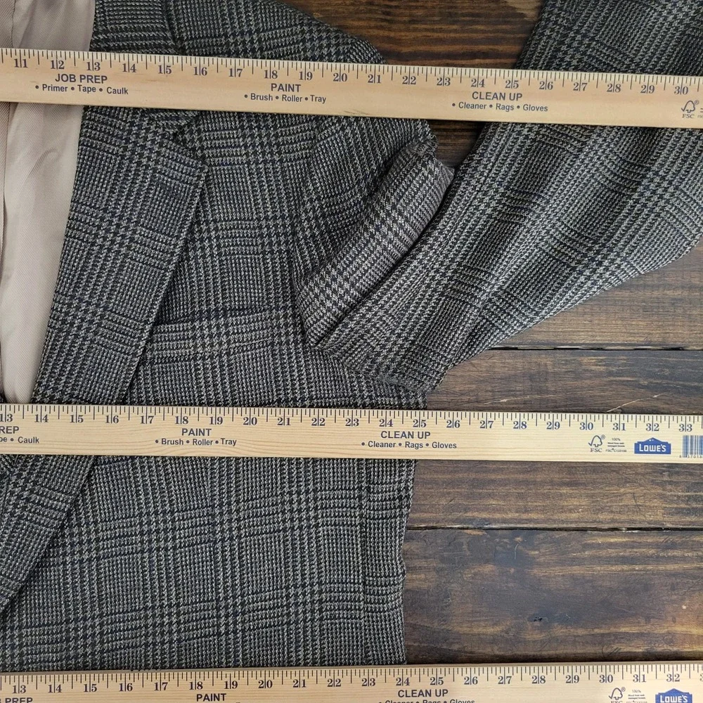 Oscar De La Renta Men's Sport Coat Blazer Two‎ Button Brown Plaid Wool Sz 48L